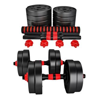 Set 2 Mancuernas + Barra 3 En 1 + 20kg Total Discos Pvc