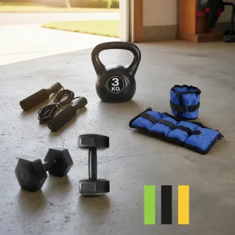 Kit Set Entrenamiento Ejercicios Varios Pesa Rusa Mancuerna